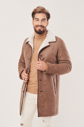 Elegantiškas vyriškas avikailio žieminis paltas