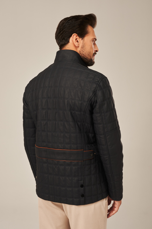 Vyriška odinė striukė grafito spalvos