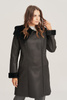 Juodas moteriškas žieminis avikailio paltas