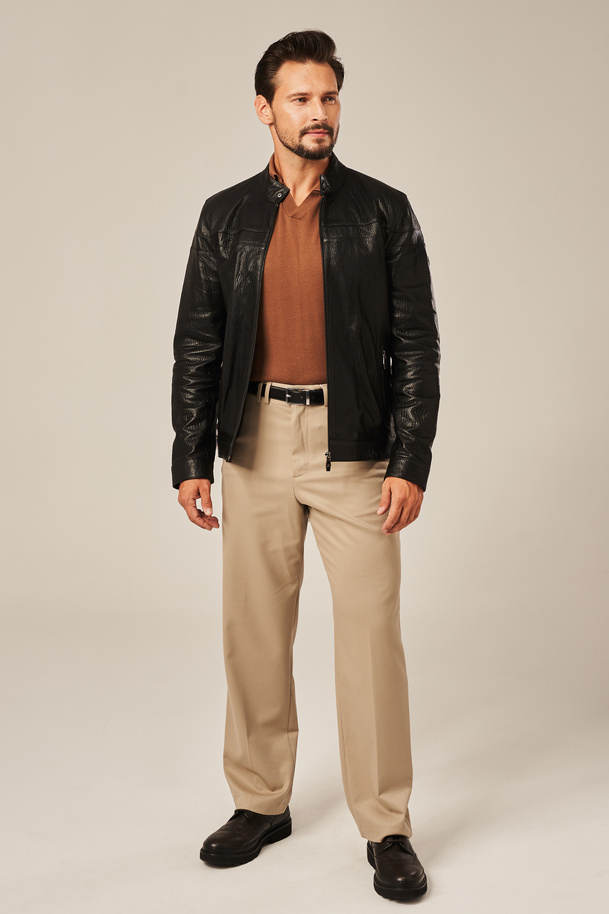 Vyriška odinė striukė juoda