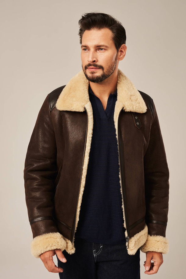 Avikailio paltas vyrams B3 – natūralus žieminis kailinis iš avikailio