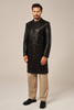 Vyriškas elegantiškas juodas natūralios avikailio odos paltas