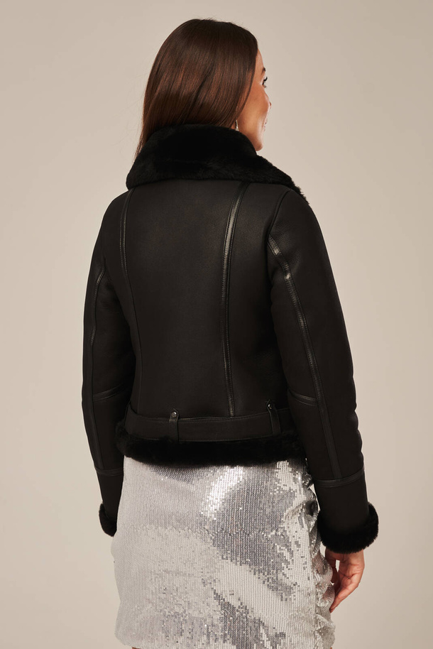 Shearling aviatoriaus striukė moterims