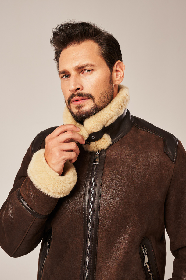 Avikailio paltas vyrams B3 – natūralus žieminis kailinis iš avikailio