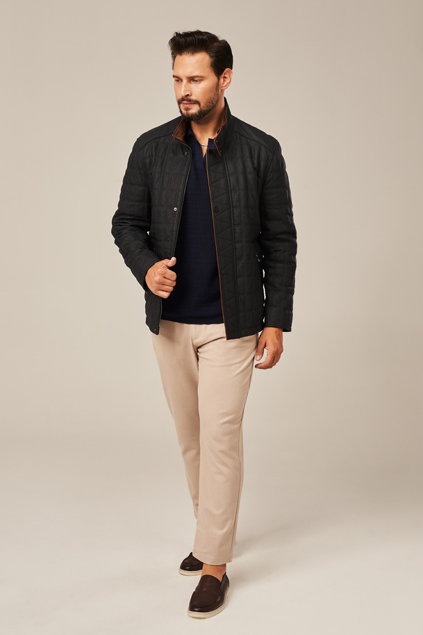 Vyriška odinė striukė grafito spalvos