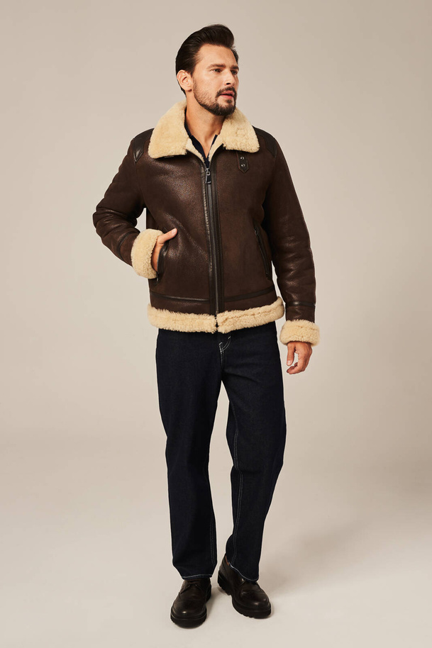 Avikailio paltas vyrams B3 – natūralus žieminis kailinis iš avikailio