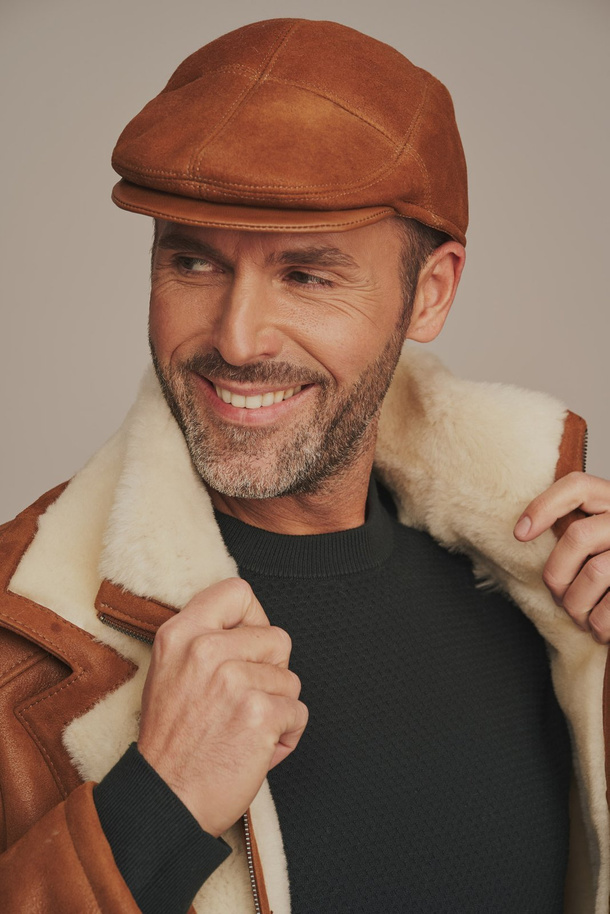Vyriška žieminė kepurė iš natūralios avikailio odos – šilta ir patogi | Kepurė su ausų užklotais vyrams