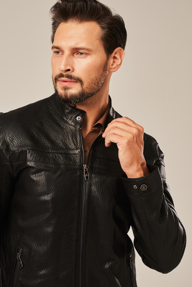 Vyriška odinė striukė juoda