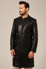Vyriškas elegantiškas juodas natūralios avikailio odos paltas
