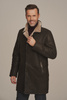 Elegantiškas vyriškas žieminis paltas – rudos spalvos, natūralios avikailio odos