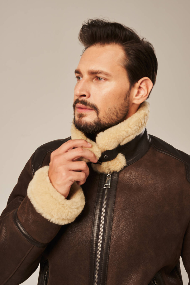 Avikailio paltas vyrams B3 – natūralus žieminis kailinis iš avikailio